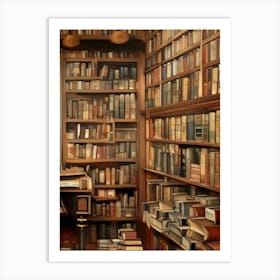 Room Interior Library Books Bookshelves Reading Literature Study Fiction Old Manor Book Nook Reading Nook House Setting Scene Book Store Bookshop Bookcase Knowledge Education School Art Print