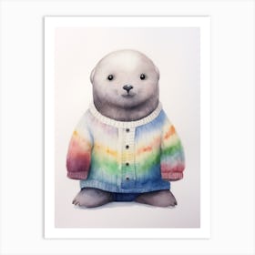 Baby Animal Watercolour Seal 1 Art Print