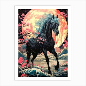 Horse In The Moonlight Art Print