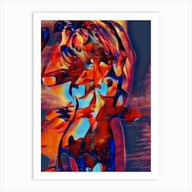 Nude Woman Fire Art Print