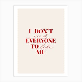 I Don't Need Typography  Poster Vintage Red Beige Art Lover Inspired  Art Print