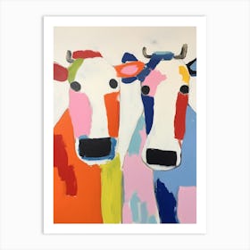 Colourful Kids Animal Art Cow 7 Art Print