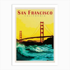 San Francisco California Sunset Travel Poster Art Print