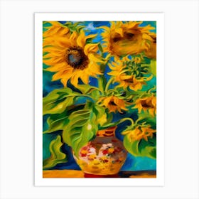 Sunflowers In A Vase Art Print