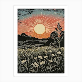 Sunset In The Field Art Print