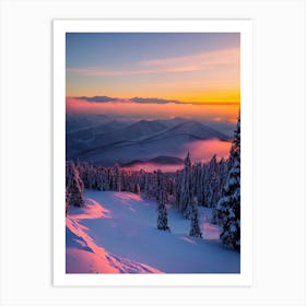 Shiga Kogen, Japan Sunrise Skiing Poster Art Print