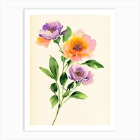 Lavender Vintage Flowers Flower Art Print