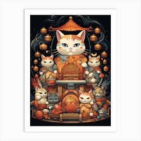 Fortune Cat Detailed Illustration 4 Art Print