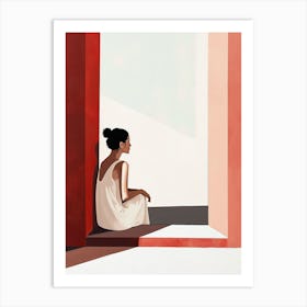 Woman Sitting By A Window, Minimalism Art Print