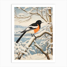 Winter Bird Painting Magpie 6 Art Print