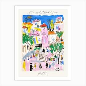 Poster Of Athens, Dreamy Storybook Illustration 1 Art Print