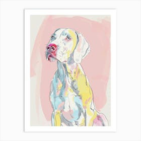 Weimaraner Dog Pastel Line Watercolour Illustration 3 Art Print