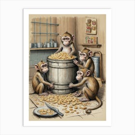 Monkeys In The Barrel Art Print