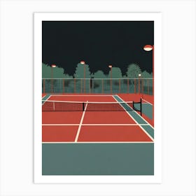 Tennis Court At Night Art Print