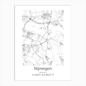 Nijmegen,Netherlands Minimalist Map Art Print