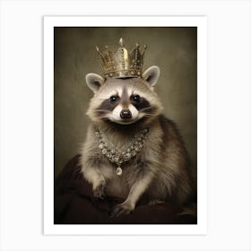 Vintage Portrait Of A Barbados Raccoon Wearing A Crown 3 Art Print