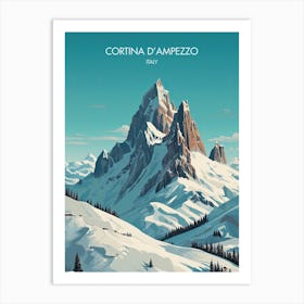 Poster Of Cortina D Ampezzo   Italy, Ski Resort Illustration 3 Art Print