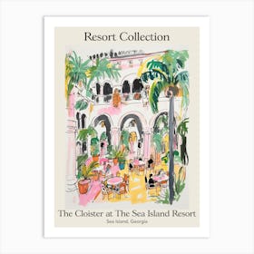 Poster Of The Cloister At The Sea Island Resort Collection   Sea Island, Georgia   Resort Collection Storybook Illustration 3 Art Print
