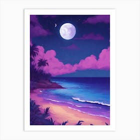 Full Moon On The Beach 1 Art Print