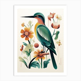 Scandinavian Bird Illustration Green Heron 3 Art Print