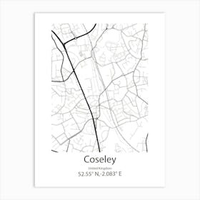 Coseley,United Kingdom Minimalist Map Art Print