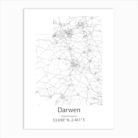 Darwen,United Kingdom Minimalist Map Art Print