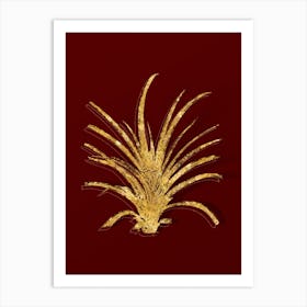 Vintage Pineapple Botanical in Gold on Red n.0372 Art Print