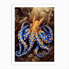 Blue Ringed Octopus Illustration 11 Art Print
