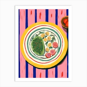 A Plate Of Oranges, Top View Food Illustration 2 Art Print