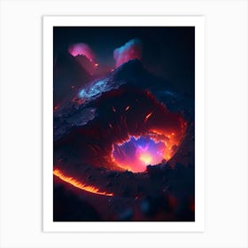 Crater Neon Nights Space Art Print