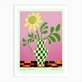 Spring Collection Wild Flowers Green Tones In Vase 4 Art Print