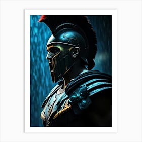 Spartan Warrior In Rain - Diverse Art Illustration 37 Art Print