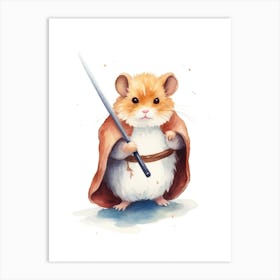 Baby Hamster As A Jedi Watercolour 2 Art Print