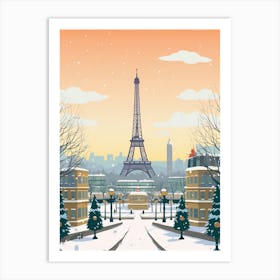 Retro Winter Illustration Paris France 1 Art Print