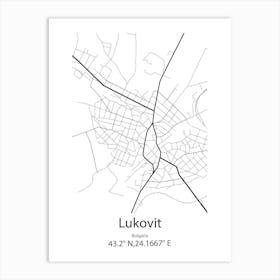 Lukovit,Bulgaria Minimalist Map Art Print