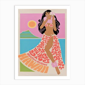 Hawaii Hula Girl Retro Vintage Poster Art Print