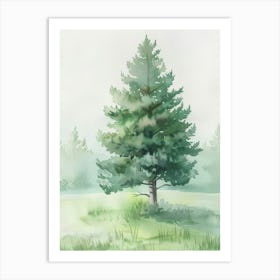 Hemlock Tree Atmospheric Watercolour Painting 2 Art Print