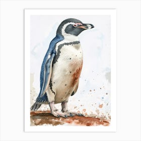 Humboldt Penguin Fernandina Island Watercolour Painting 3 Art Print