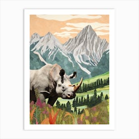 Collage Style Rhino Art Print