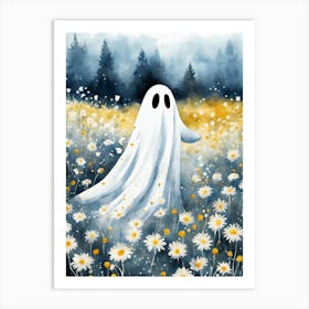 Sheet Ghost In A Field Of Flowers Painting (32) Art Print