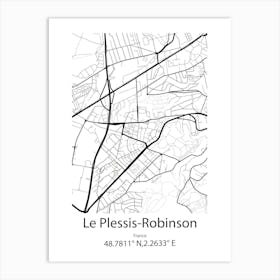 Le Plessis Robinson,France Minimalist Map Art Print