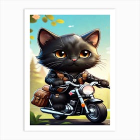 Cat On A Motorcycle 4 Art Print