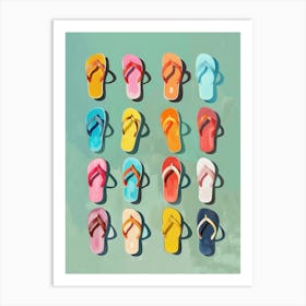 Flip Flops Mid Century 1 Art Print