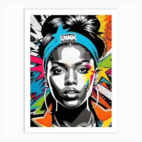 Graffiti Mural Of Beautiful Hip Hop Girl 45 Art Print