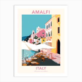 Amalfi, Italy, Flat Pastels Tones Illustration 1 Poster Art Print
