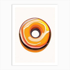 Caramel Glazed Donut Abstract Line Drawing 4 Art Print