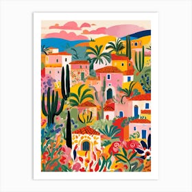 Cactus Village Colorful city Art Print