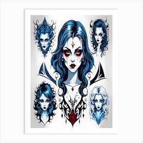 Vampire Girl Tattoos Art Print