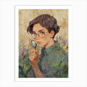 Girl With A Magnifying Glass Art Print