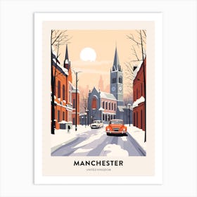 Vintage Winter Travel Poster Manchester United Kingdom 10 Art Print